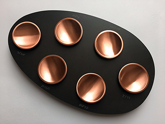 Granite Porcelain Seder Plate with copper metal trays