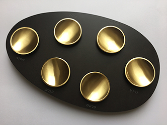 Granite Porcelain Seder Plate with brass metal trays 